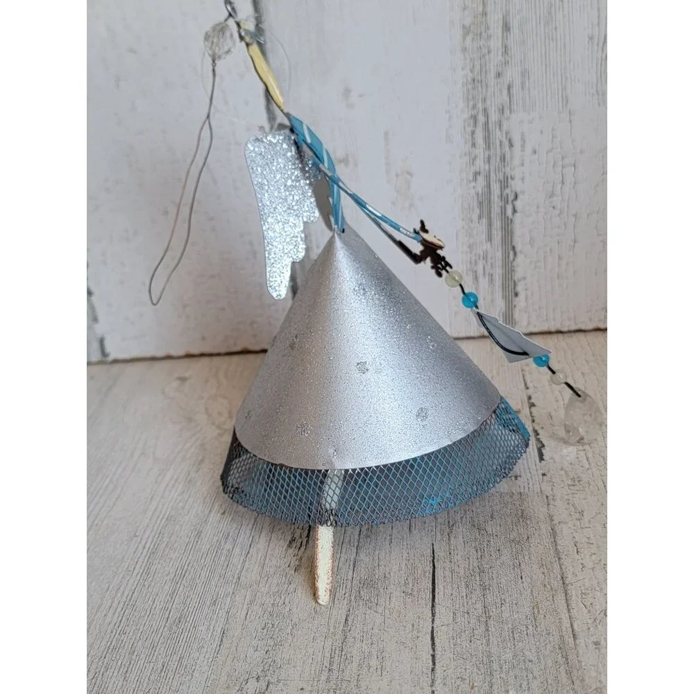 Vintage blue angel snowflake‎ ornament Xmas glitter